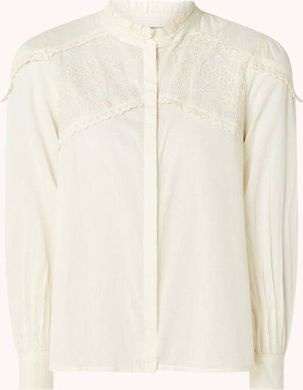 Sofie Schnoor Semi transparante blouse met borduring en opstaande kraag