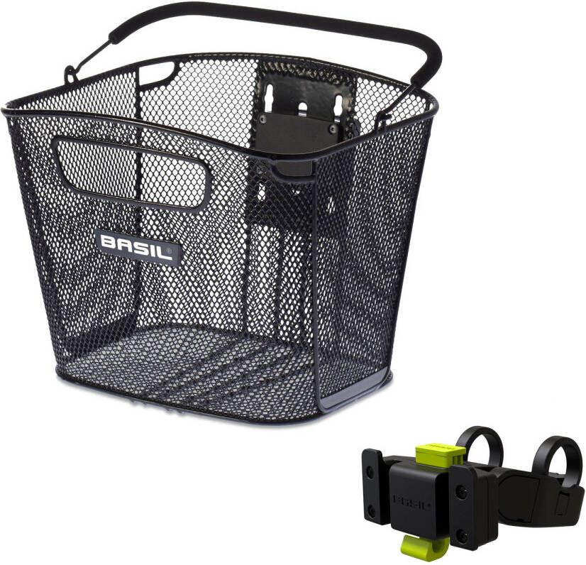 Basil Fietsmand Bold Front KF zwart(met KF Handlebar Holder)Zwart