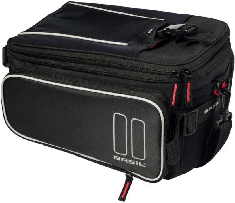 Basil bagagedragertas sport design trunkbag 7 tot 15 liter Zwart