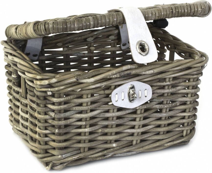 FastRider Fietsmand Rotan Junior met deksel naturel Beige