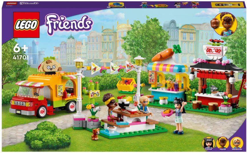 Lego 41701 Friends Streetfoodmarkt met Tacotruck en Smoothiebar, Creatief Speelgoed voor Kinderen van 6+ Jaar