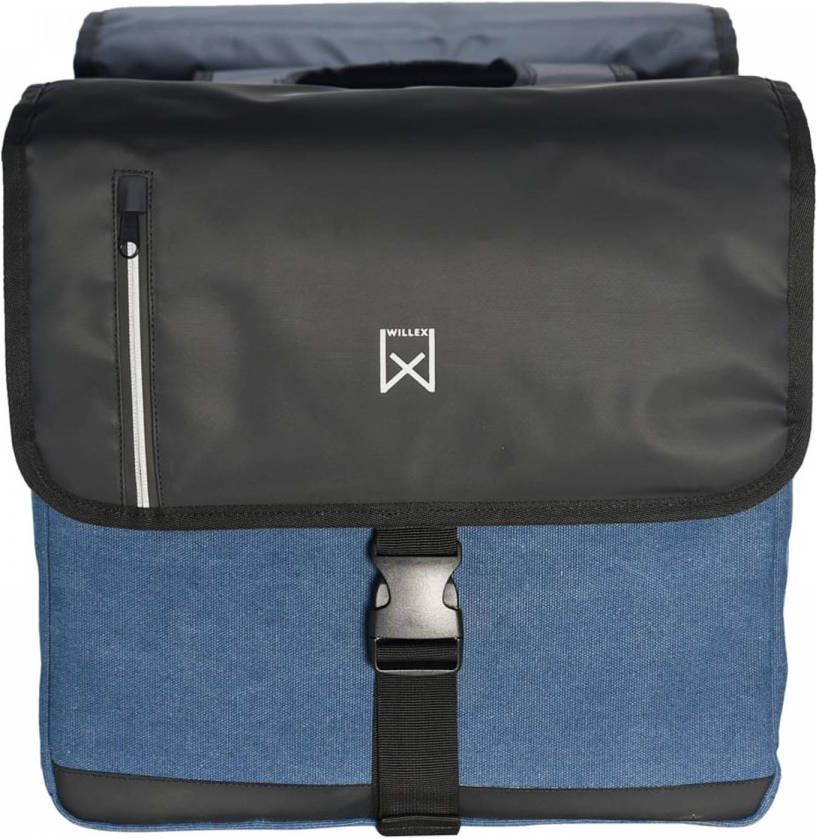 Willex Dubbele Canvas Kantoortas Blauw/Zwart 46 liter