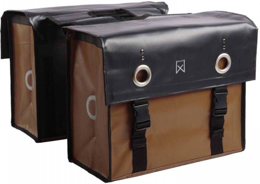 Willex dubbele bisonyl tas MatZwart/MatBruin 52 liter Zwart