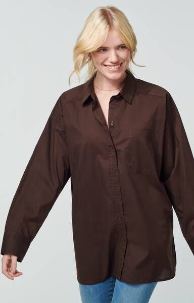 HEMA Dames Blouse Poplin India Bruin(bruin )