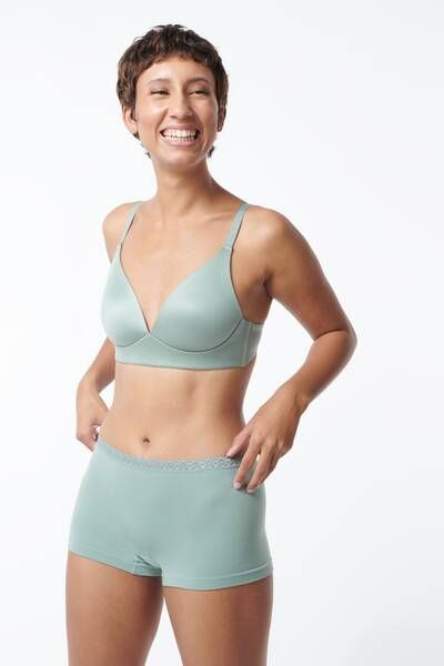 HEMA Dames Boxershort Naadloos Met Kant Groen(groen )