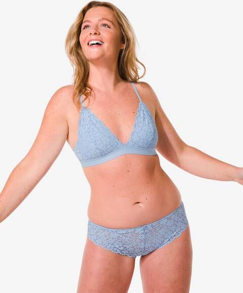 HEMA Dames Brazilian Kant Bloemen Blauw(blauw )