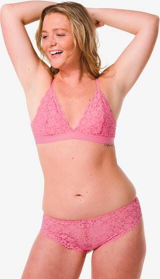 HEMA Dames Brazilian Kant Bloemen Roze(roze )