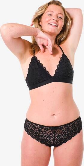 HEMA Dames Brazilian Kant Bloemen Zwart(zwart )
