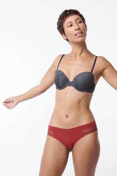 HEMA Dames Brazilian Micro Met Kanten Inzet Donkerrood(donkerrood )