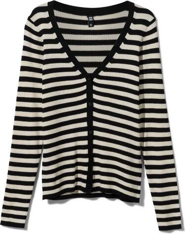 HEMA Dames Gillet Rib Ornella Zwart/wit(zwart/wit )