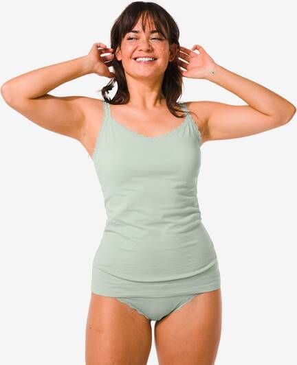 HEMA Dames Hemd Katoen/stretch Met Kant Lichtgroen(lichtgroen )