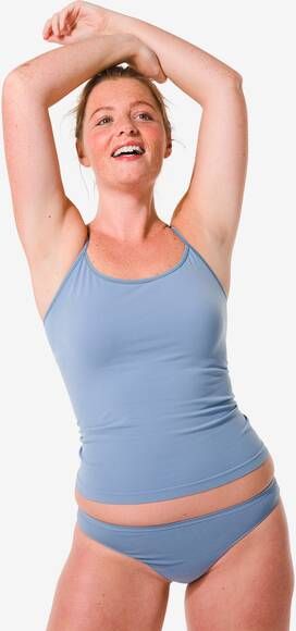 HEMA Dames Hemd Naadloos Micro Blauw(blauw )