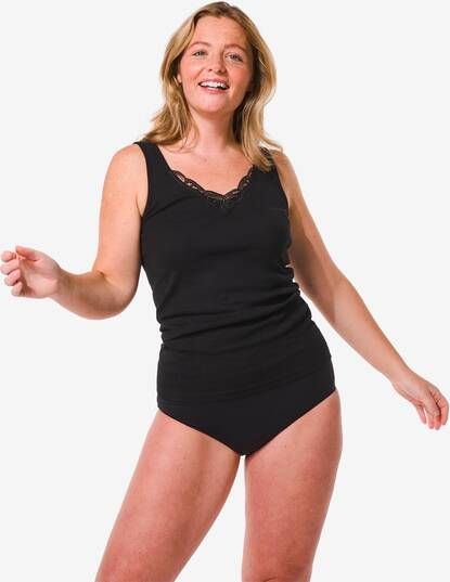 HEMA Dames Hemden Met Kant 2 Stuks Zwart(zwart )