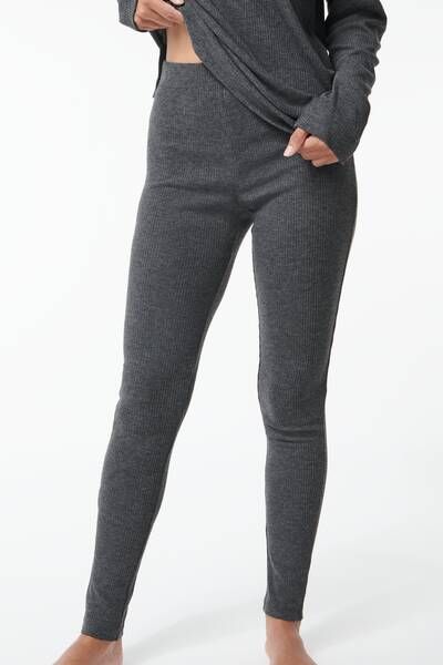 HEMA Dames Lounge Legging Met Ribbels Donkergrijs(donkergrijs )