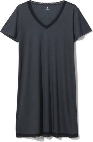 HEMA Dames Nachthemd Met Viscose Zwart(zwart )
