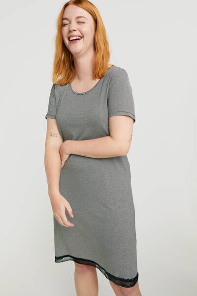 HEMA Dames Nachtshirt Zwart/wit(zwart/wit )