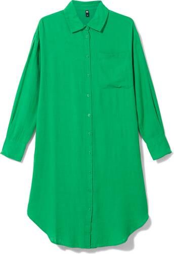 HEMA Dames Overhemdjurk Lizzy Met Linnen Groen(groen )