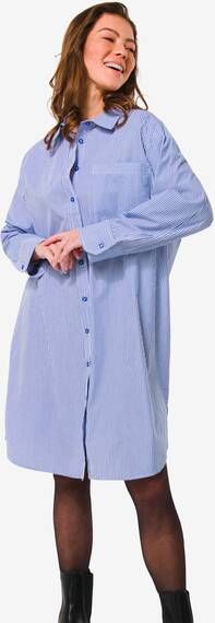 HEMA Dames Overhemdjurk Poplin India Blauw(blauw )