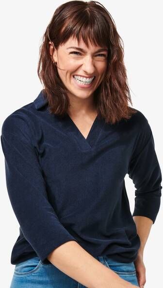 HEMA Dames Polo T shirt Hazel Donkerblauw(donkerblauw )