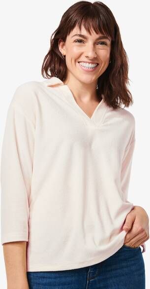 HEMA Dames Polo T shirt Hazel Gebroken Wit(gebroken wit )