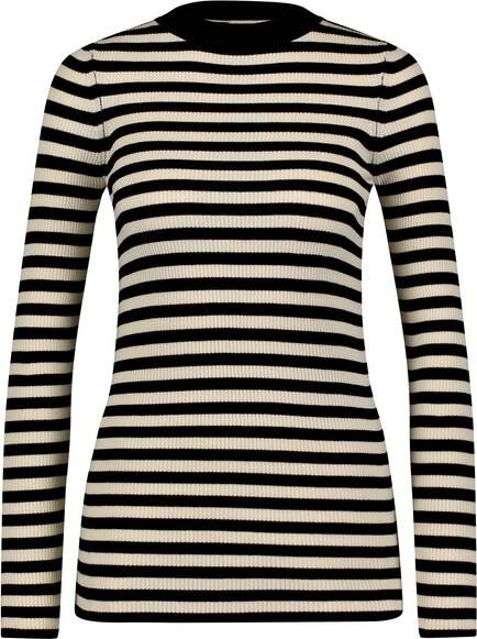 HEMA Dames Pullover Louisa Rib Zwart/wit(zwart/wit )