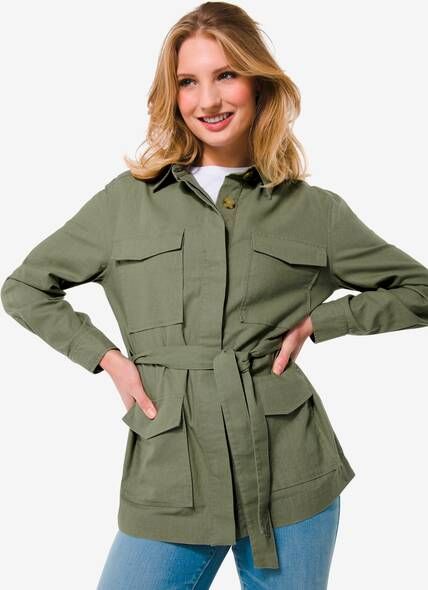 HEMA Dames Safari Jasje Gina Met Linnen Groen(groen )