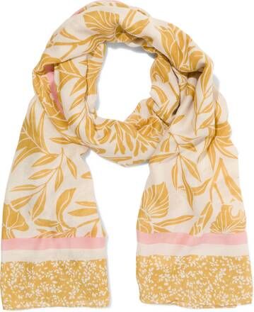 HEMA Dames Sjaal Met Bloemen 200x80(lichtgeel )