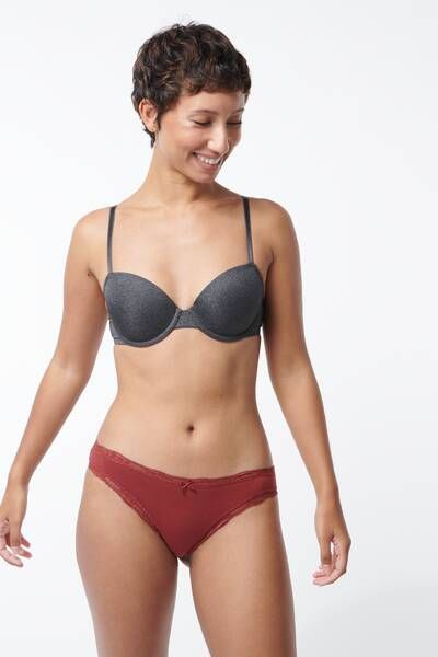 HEMA Dames Slip Katoen Met Kant Donkerrood(donkerrood )