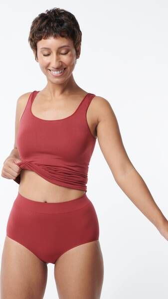 HEMA Dames Slip Met Hoge Taille Naadloos Micro Donkerrood(donkerrood )