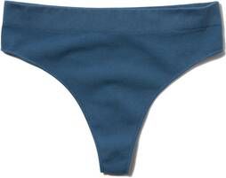 HEMA Dames String Naadloos Rib Middenblauw(middenblauw )