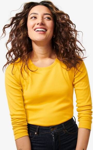 HEMA Dames T shirt Clara Rib Geel(geel )