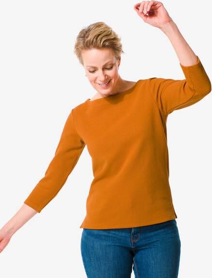 HEMA Dames T shirt Kacey Structuur Camel(camel )
