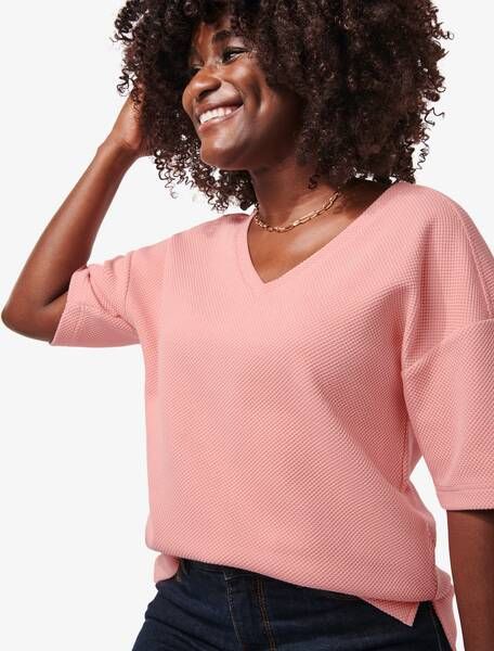 HEMA Dames Top Kacey Structuur Lichtroze(lichtroze )