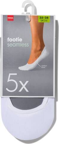 HEMA Damesfooties Naadloos 5 Paar Wit(wit )