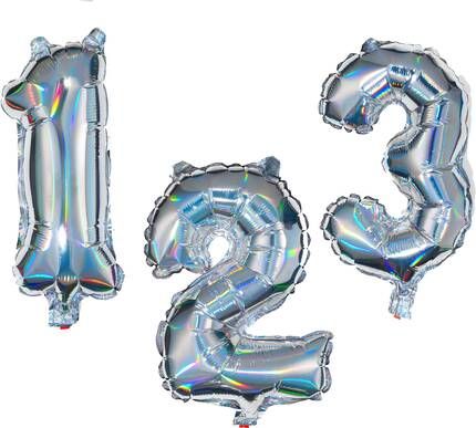 HEMA Folieballon Cijfers 0 9 Holografisch Zilver(zilver )