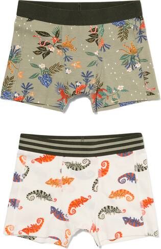 HEMA Kinder Boxers Katoen Stretch Jungle 2 Stuks Gebroken Wit(gebroken wit )