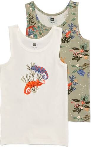 HEMA Kinder Hemden Katoen Stretch Jungle 2 Stuks Gebroken Wit(gebroken wit )