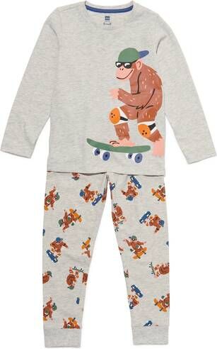 HEMA Kinder Pyjama Aap Lichtgrijs(lichtgrijs )
