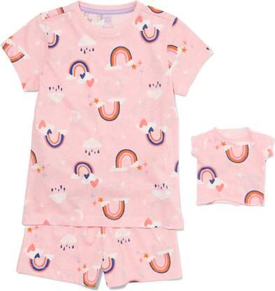 HEMA Kinder Shortama Regenboog Met Poppennachtshirt Lichtroze(lichtroze )