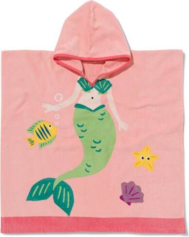HEMA Kinder Strand Poncho 60x60 Zeemeermin(roze )