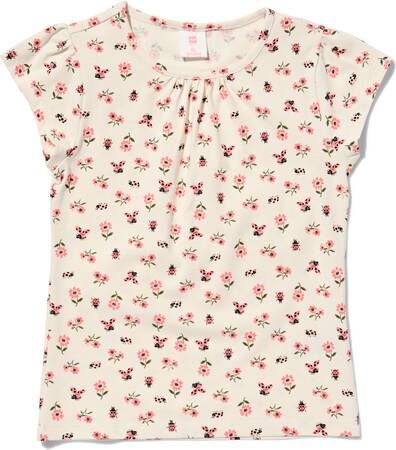 HEMA Kinder T shirt Met Bloemen Gebroken Wit(gebroken wit )