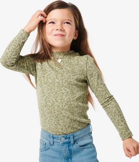 HEMA Kinder T shirt Met Ribbels Groen(groen )