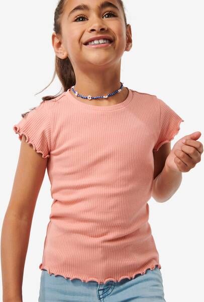 HEMA Kinder T shirt Met Ribbels Roze(roze )