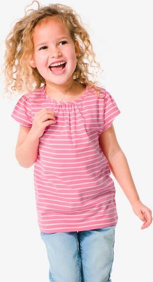 HEMA Kinder T shirt Met Strepen Roze(roze )