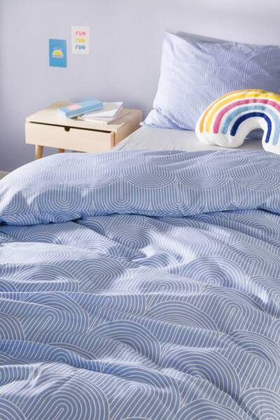HEMA Kinderdekbedovertrek 140x200 Zacht Katoen Bogen(blauw )