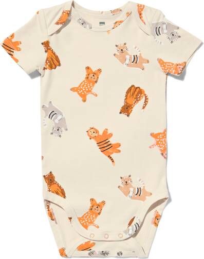 HEMA Meegroei Body Met Bamboe Stretch Katten Gebroken Wit(gebroken wit )