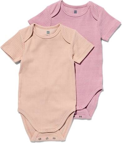 HEMA Meegroei Bodys Rib Met Bamboe Stretch 2 Stuks Roze(roze )