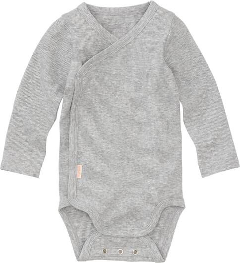HEMA Newborn Overslagbody Rib Met Bamboe Stretch Grijsmelange(grijsmelange )