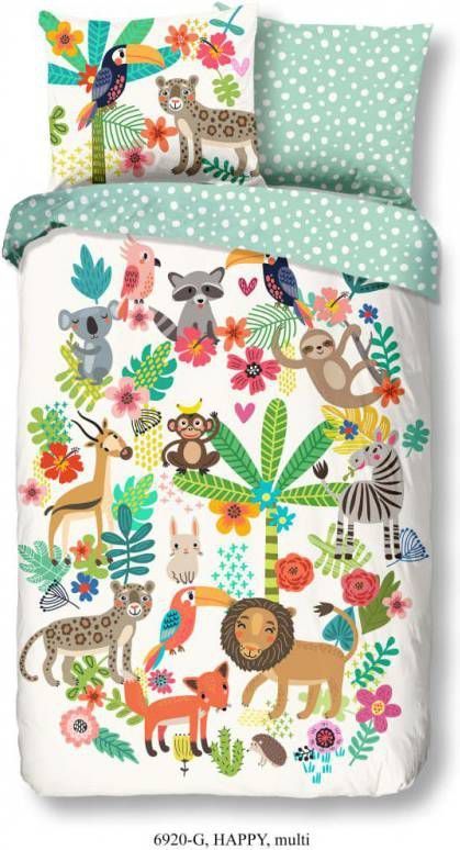 Good Morning Happy Dekbedovertrek Katoen 1 persoons(140x200/220 Cm + 1 Sloop) Multi