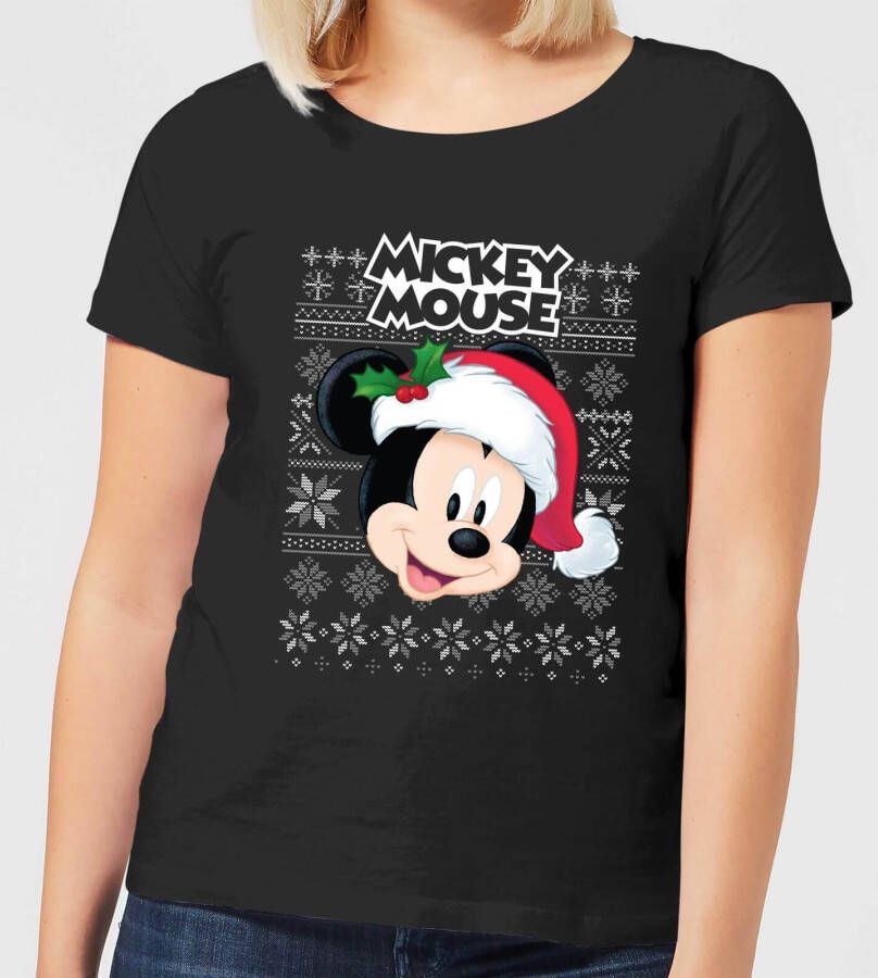 Disney Classic Mickey Mouse Dames kerst T shirt Zwart